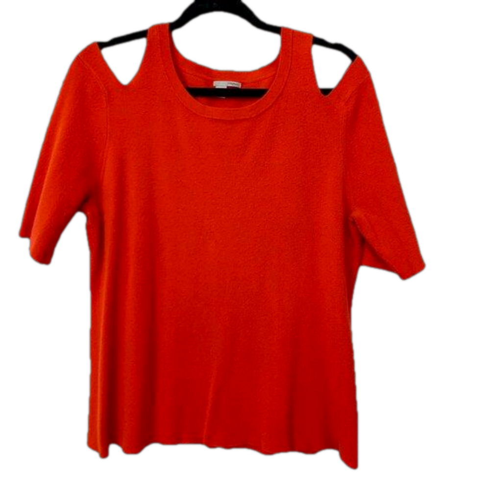 Halogen short sleeve sweater SZ XL - Cold shoulder tight knit dark coral sweater